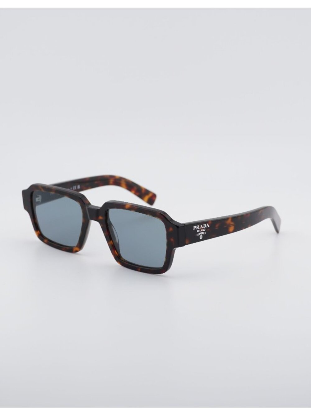 Prada PR02ZS 17N20N Sunglasses Havana Square Frame, Blue Lenses